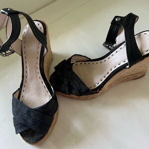 UGG Black Wedge Sandals with Elegant Ankle Straps